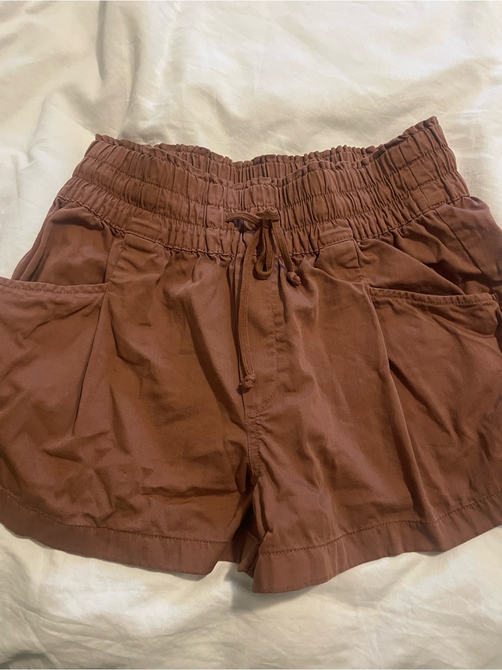 aerie High-Waist Drawstring Shorts - Brown
